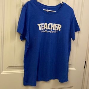 634) Positive Tees Women’s Size XL Teacher Tee Royal EUC